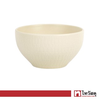 KASSA HOME ชามสโตนแวร์ทรงกลม Emboss รุ่น HJCQD-051B1-CREAM ขนาด 5.5 นิ้ว สีครีม