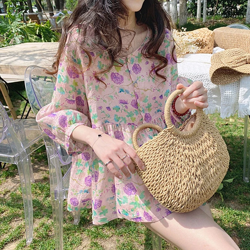 เสื้อครอปแขนตุ๊กตาลายดอกไม้ผู้หญิง thumbnail 6