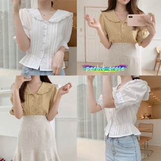 perbit_grace 3027# สไตล์ผู้หญิง เสื้อคอตุ๊กตา สั้น ผ้าชีฟองด้านบน คาร์ดิแกนฤดูร้อน