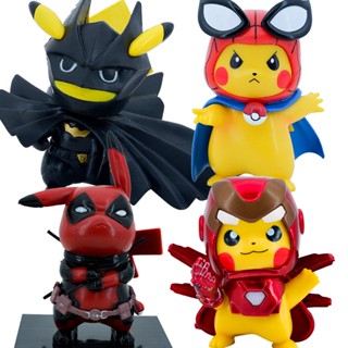 ตุ๊กตา ฟิกเกอร์ คอสเพลย์ Pikachu Batman Iron Man Deadpool Spider Man PVC ขนาด 10 ซม.