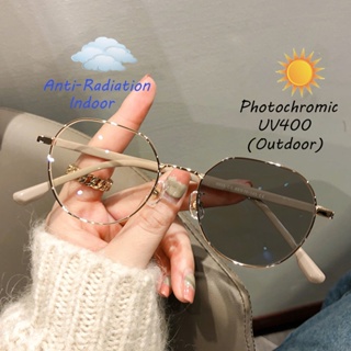 แฟชั่น Photochromic แว่นตาป้องกันรังสีสําหรับผู้หญิง / ผู้ชายแก้วป้องกันแว่นตาบลูเรย์