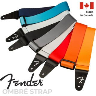 Fender® Ombre Strap สายสะพาย สายสะพายกีตาร์ สำหรับโปร่ง/ไฟฟ้า/เบส กว้าง 2 นิ้ว ปรับยาวได้ 34-59" วัสดุไนลอน ปลายสายหนังแท้ มีโลโก้ Fender® ** Made in Canada **