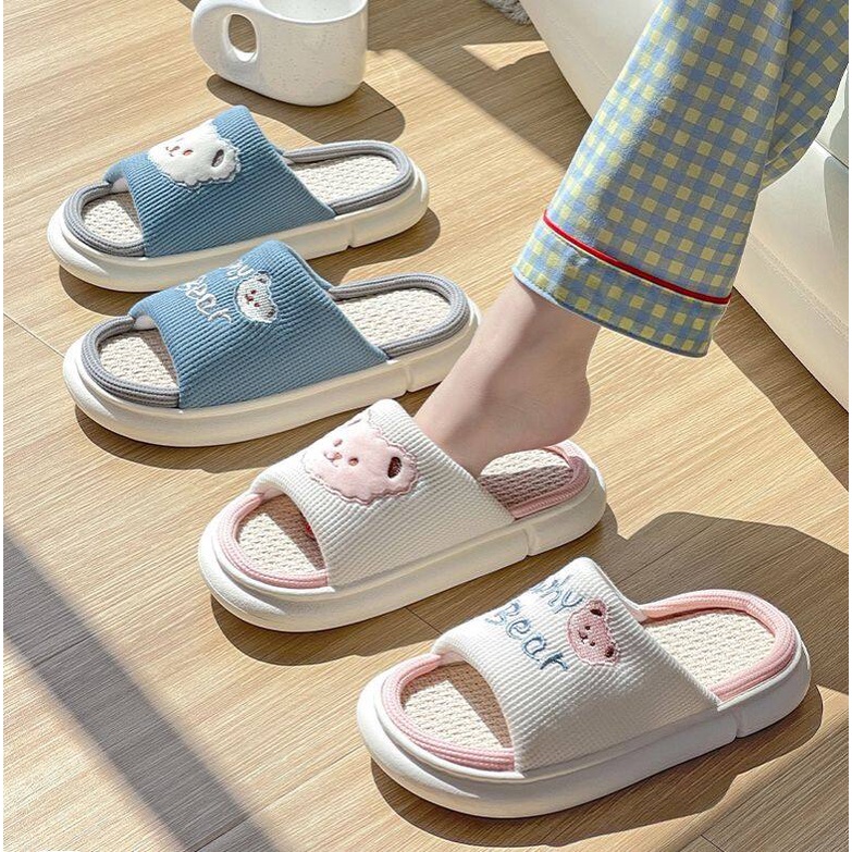 ใหม่ (SH-1-19) รองเท้าแตะลินินญี่ปุ่น ใส่เดินในบ้าน แบบหนานิ่มใส่สบาย