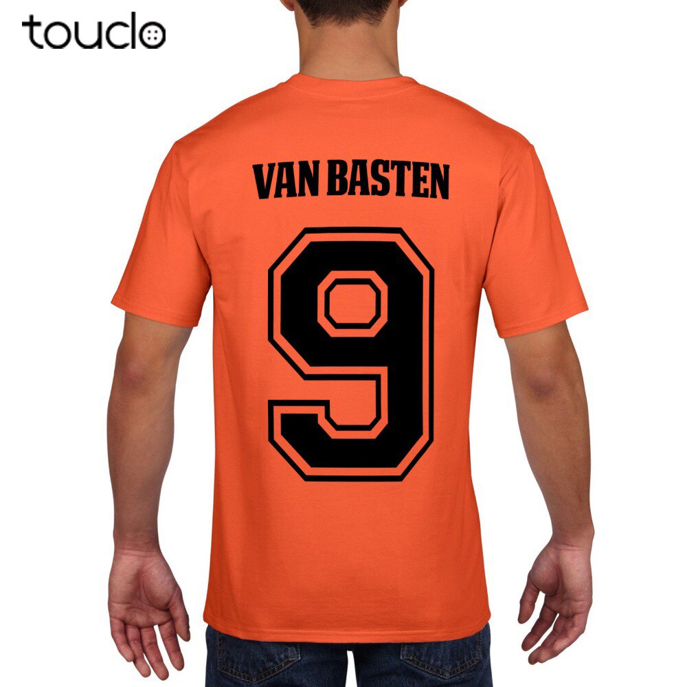 เสื้อยืดพิมพ์ลายRetro เนเธอร์แลนด์นักฟุตบอลเสื้อชาย Holland Cruyff Gullit Basten แฟชั่นผู้ชายสั้นเสื