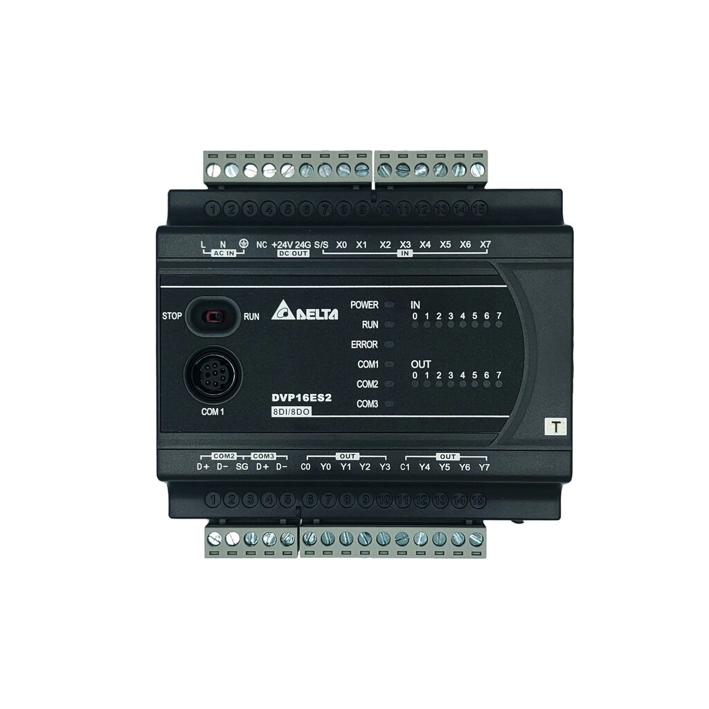 Delta PLC DVP16ES200T 8I/8O, AC Power-In, Transistor Output, 2-Axis 100kHz Pulse Output