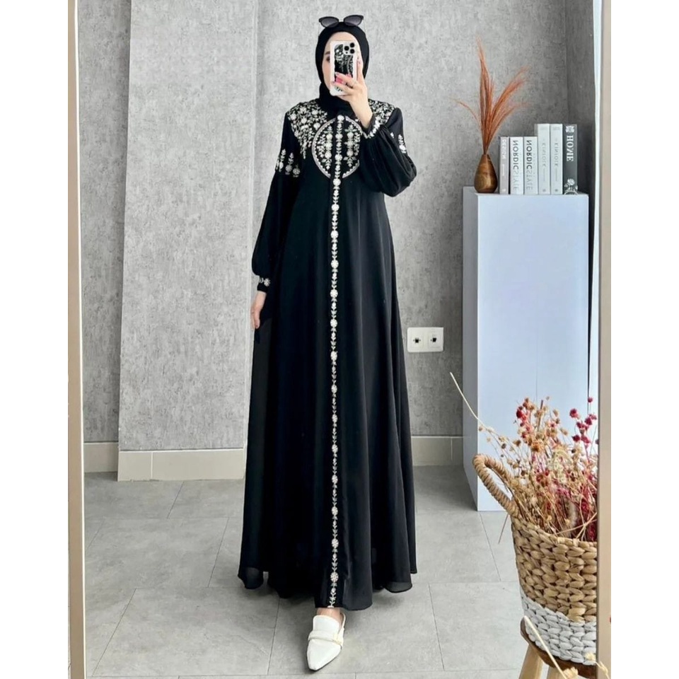 ชุด Vallina - ชุด Diandra ปักมุสลิมของผู้หญิง Gamis Maxy ล่าสุดงานแต่งงานสมัยใหม่ Eid 2023