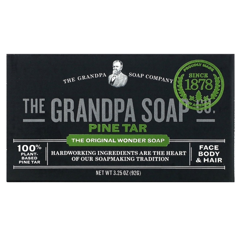 พร้อมส่ง ของแท้100% The grand pa soap face body & hair Bar soap pine tar 92g.