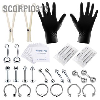 BScorpio313 ชุดเครื่องมือเจาะร่างกาย ปาก โลหะ น้ําหนักเบา สําหรับจมูก หน้าท้อง