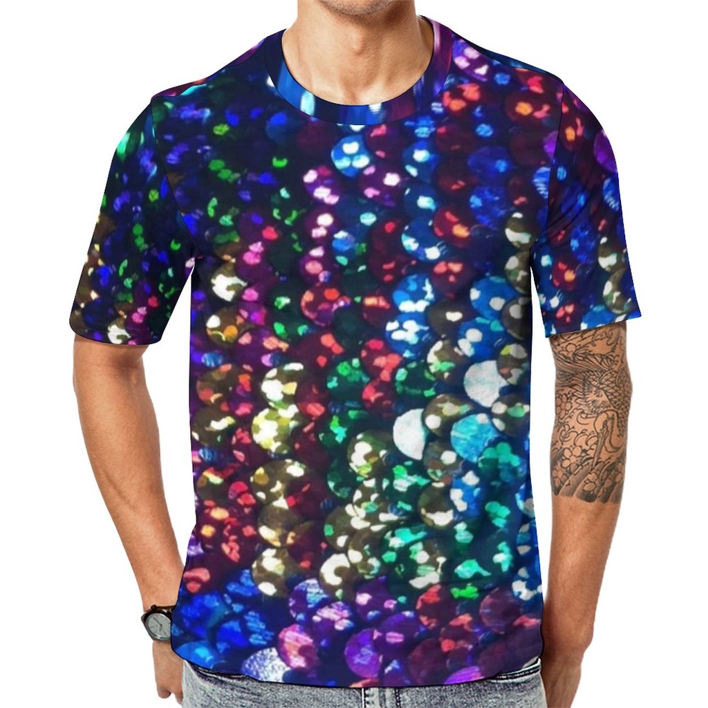 เสื้อยืดแขนสั้น ประดับเลื่อม พิมพ์ลายวอลล์เปเปอร์ หลากสี พรีเมี่ยม สไตล์สตรีท สําหรับผู้ชาย
