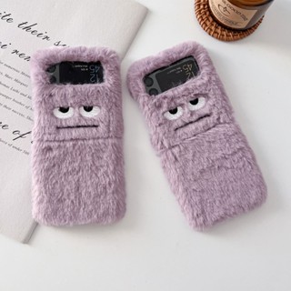สำหรับ Samsung Galaxy Z Flip 1/2/3/4 Case เคสโทรศัพท์มือถือ PC แข็ง ขนเฟอร์ 3D พับได้ สําหรับ ฝาครอบโทรศัพท์กันกระแทก
