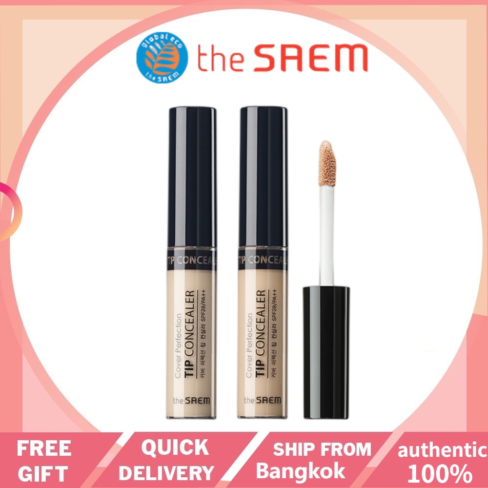 (มีสินค้าในไทย)  คอนซีลเลอร์ The Saem Cover Perfection Tip Concealer SPF 28 PA++ 6.5g