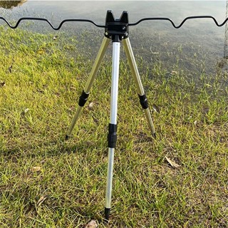 ที่ตั้งคันเบ็ดอลูมิเนียม 3 ขา วางคันเบ็ดได้ 7 คัน.อลูมิเนียมอัลลอยด์ Telescopic Fishing Rods Holder ที่ยึดพับ ขาตั้ง