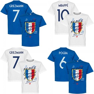 เสื้อยืดที่ระลึกฟุตบอลโลก 2018 ฝรั่งเศส Griezmann Mbappe 2022 Qatar World Cup