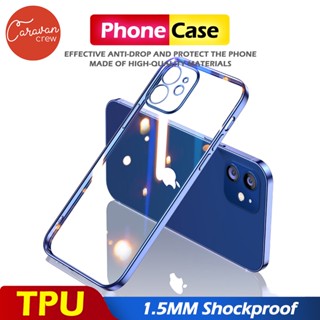 Caravan Crew Case ไอโฟน 7 8 8 Plus XS MAX XR 11 12 Pro Pro Max Shockproof เคสไอโฟน ขอบนิ่ม (สีฟ้า/สีดำ)