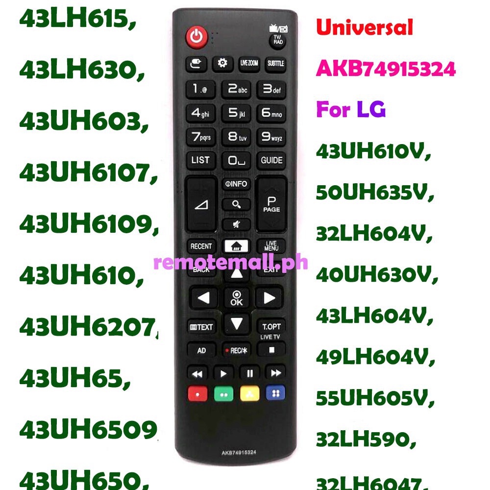 ลูกชาย74915324 สําหรับ LG Smart LED LCD TV รีโมทคอนโทรล AKB74915310 ลูกชาย74915305 43uh610v 50UH635V