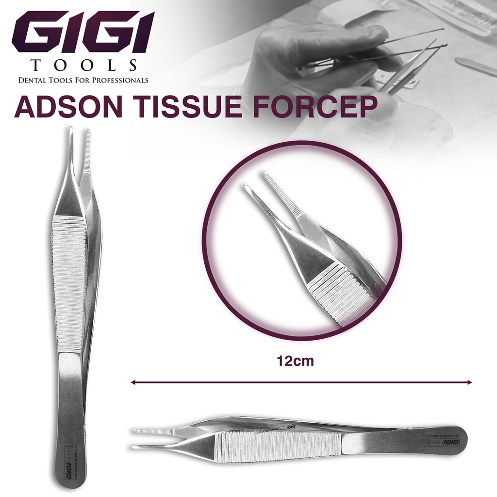 GIGI Tools Adson Tissue Forceps สําหรับทันตกรรมและผ่าตัด สแตนเลส CE