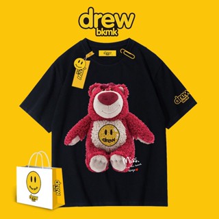  เสื้อยืดแขนสั้น พิมพ์ลาย Strawberry Bear Justin Bieber สไตล์สตรีท สําหรับคู่รัก 0626