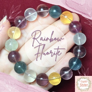 CupidSister สร้อยข้อมือหิน เรนโบว์ฟลูออไรท์ Rainbow Fluorite กำไลหินนำโชค ข้อมือหินมงคล Casual Size ขนาด 10.5 มิล