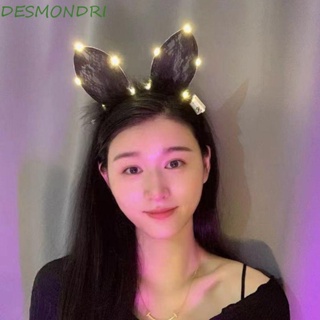 Desmondri ที่คาดผม มีไฟ LED น่ารัก ปาร์ตี้ สง่างาม สําหรับคอสเพลย์ ลูกไม้ หูกระต่าย วันเกิด โบ สไตล์เกาหลี ที่คาดผม