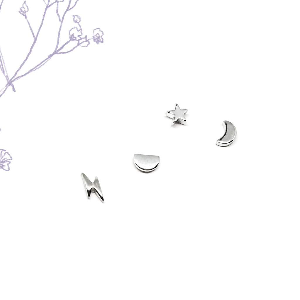 Fyne Fories Celestial Bodies Earrings ♡ ต่างหู สายฟ้า ดาว พระจันทร์ ♡ fynefories