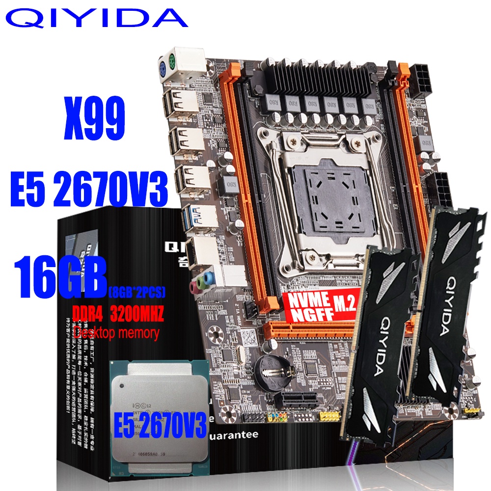 QIYIDA X99 Motherboard Set LGA 2011-3 Kit With Intel Xeon E5 2670 V3 ...