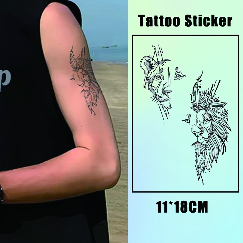 MOONMagic Tattoo Sticker กันน้ํายาวนาน 2 สัปดาห์ Lion Fake Tattoo รอยสักชั่วคราว Minimalist Tattoo