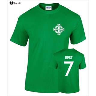 เสื้อยืดพิมพ์ลายGeorge Best Northern Ireland ไม่มี7 Mens Retro นักฟุตบอล2019เสื้อใหม่ผู้ชายแฟชั่น Slim Fit การเมือง T เส