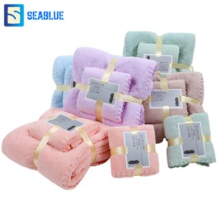 SEABLUES-ซื้อ1แถม1ผ้าขนหนู ผ้าเช็ดตัว ขนอ่อนนุ่ม ซับน้ำดี น้ำหนักเบา ซับน้ำดี ขนาดใหญ่70x140ซม แถมฟรี 35x75ซม MS-H02