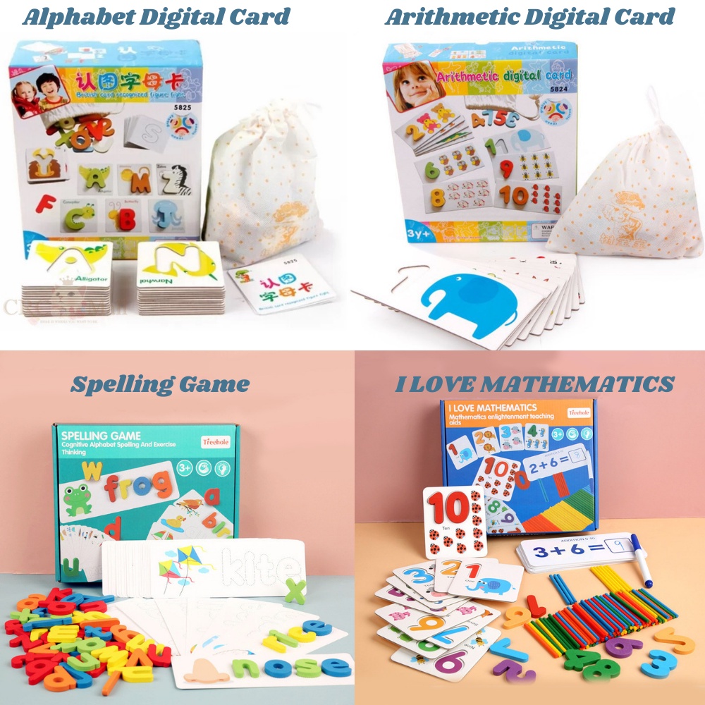 การ์ดเกมตัวอักษร ตัวเลข และตัวเลข ABC สําหรับเรียนรู้ Montessori Edu