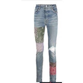 2021 AMIRI Color Patch Youth Patch High Street Casual Pants Slimming Patchwork Stretch Jeans