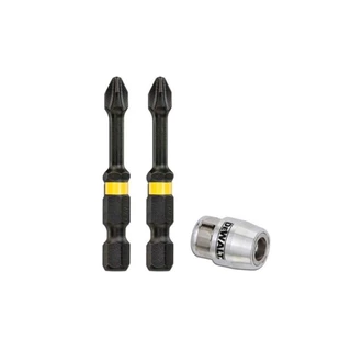 DEWALT ดอกไขควง PH2 FLEXTORQ ขนาด 50 มม 2 ชิ้น พร้อมปลอกแม่เหล็กแรงสูง รุ่น DT70536T-QZ