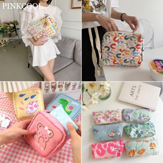 กระเป๋าเครื่องสําอาง ลายดอกไม้ สีชมพู PINKCOOL