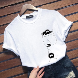 【เสื้อยืดใหม่】Tees Anime Ghibli Totoroฝุ่นกระต่ายผู้หญิงแขนสั้นCasual Harajukuกราฟิกเสื้อยืดCamiseta De Las Mujeres