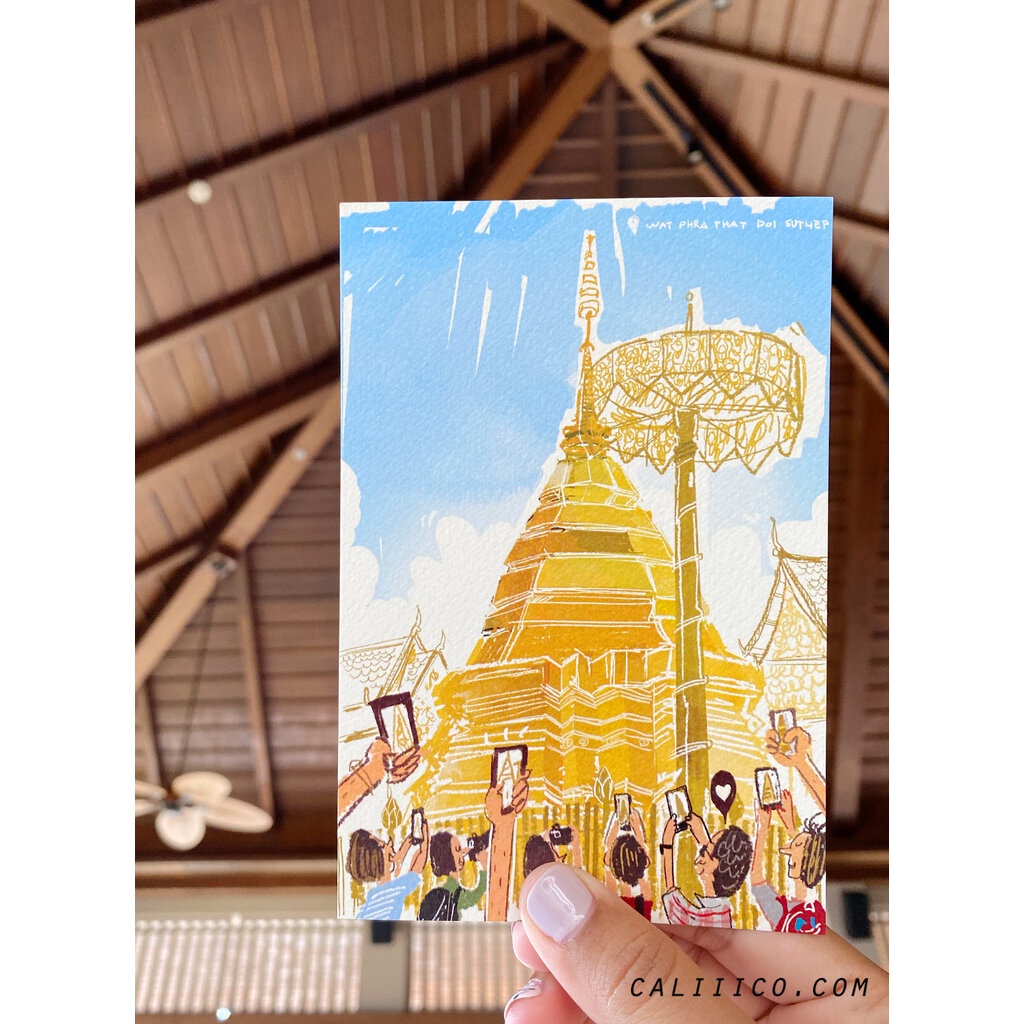 โปสการ์ด ลายประเทศไทย THAILAND Postcard Doi Su Thep, Chiang Mai postcard โปสการ์ด ลายดอยสุเทพ 4x6 inch