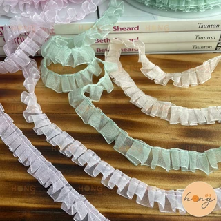 ☑️ระบายจีบผ้าแก้ว ระบายจีบ #4024 กว้าง 15 mm (สั่งขั้นต่ำ 1 หลา) [พร้อมส่งในไทย]