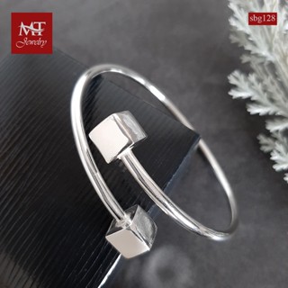 MT กำไลข้อมือเงินแท้ กำไลหลอด กล่องสี่เหลี่ยมจตุรัส แบบไขว้ ข้อมือ 17, 18 ซม. Solid 925 Sterling Silver Bangle (sbg128) MT Jewelry มณีธารา