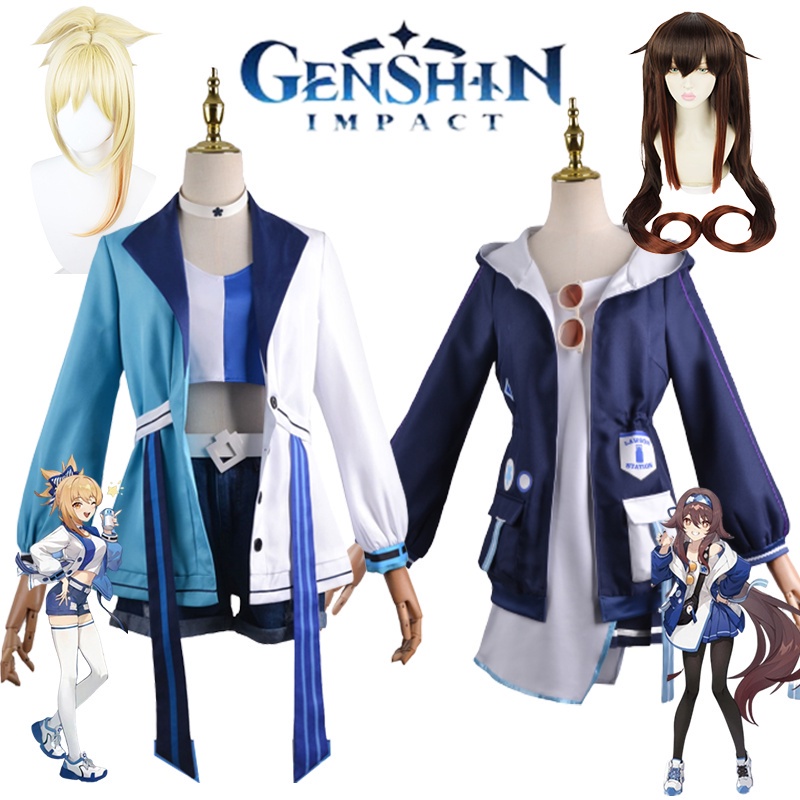 New Game Genshin Impact Hutao Yoimiya Cosplay Costume Wig Lawson Collaboration Halloween