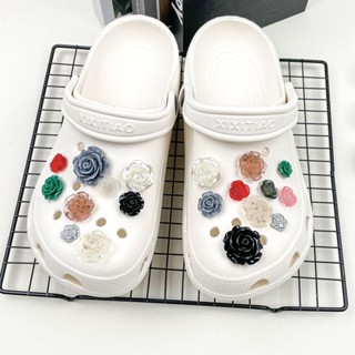 Croc Jibz ชุดจี้กระดุม รูปดอกคามิเลีย สีสันสดใส สําหรับรองเท้า DIY