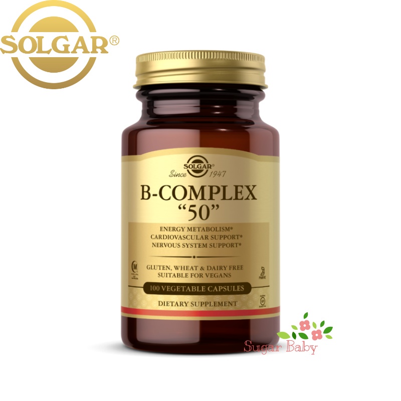 Solgar B-Complex 50 (100/250 Vegetable Capsules) วิตามินบีรวม 100/250 เวจจี้แคปซูล