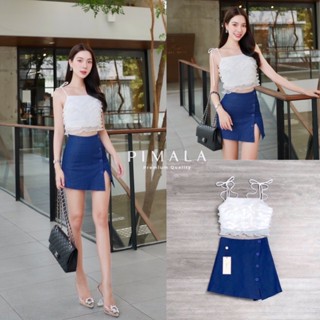 เซตเสื้อและกางเกงแต่งกระดุมผ้าหน้า (B644) pimala