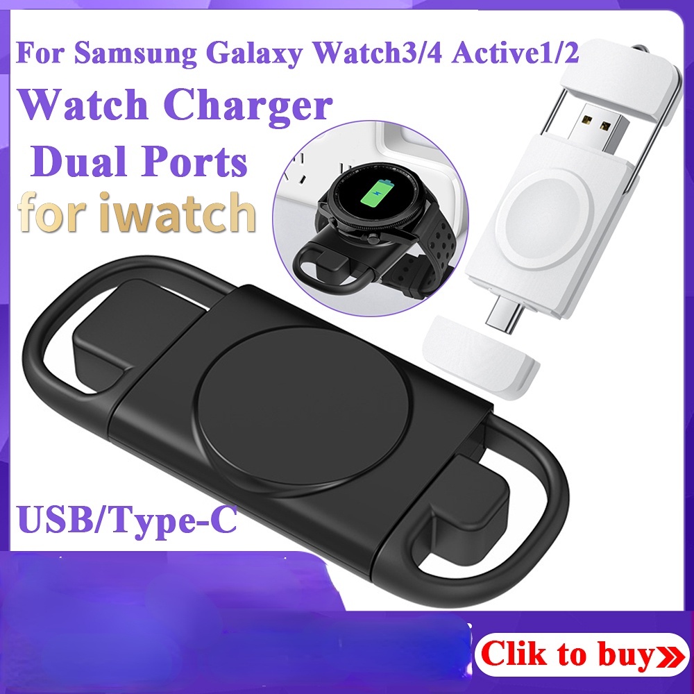 Hoce 2 IN 1 แท่นชาร์จแม่เหล็กไร้สาย USB Type-C สําหรับ Samsung Galaxy Watch3 4 Active1 2 iwatch 8 7 6 5 4 3 SE