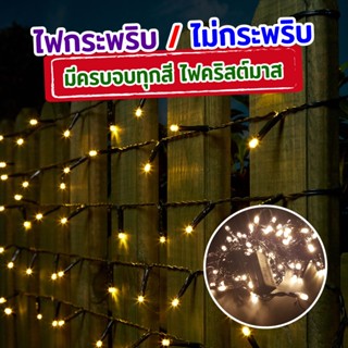 ไฟตกแต่ง ถูกที่สุด!! ไฟกระพริบ สายดำ ไฟประดับราคาถูก ไฟกระพริบ/ไม่กระพริบ LED สายดำ 100 ดวง ยาว 8 เมตร