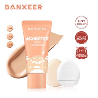 BANXEER Liquid Foundation คอนซีลเลอร์รองพื้น เนื้อลิขวิด ปกปิดอย่างเป็นธรรมชาติ กันน้ํา พร้อมพัฟ -30 มล.