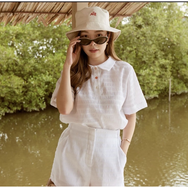 lookbooklookbook lookbookbogey bogey set white size M เซ็ตเสื้อโปโล และกางเกงขาสั้น สีขาว