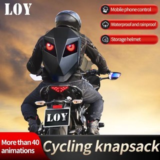 Tas Ransel LED Men Knight Backpack Hard Shell LED Motorcycle Cycling Helmet Backpack Business Travel High Capacity Waterproof Laptop Backpack tas LED
