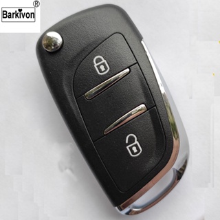 Barkivon 2 Two Button Modified Flip Folding Key Shell fit for Peugeot 307 408 308 Car Key Case