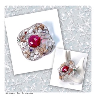 เข็มกลัดเพชร cz - ruby  งานพรีเมียมเกาหลี