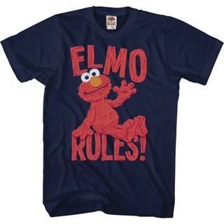 Elmo Rules Sesame Street T-Shirt เสื้อยืดสีขาว เสื้อยืดสวยๆ เสื้อเบลาส์ เสื้อเชิ้ตชาย