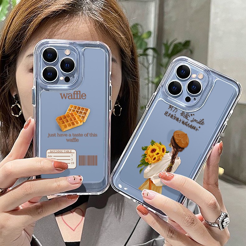 เคสโทรศัพท์มือถืออะคริลิคใส แบบแข็ง กันกระแทก ลายดอกทานตะวัน และเด็กผู้หญิง สําหรับ iPhone 14 Pro Max 12 11 13 Mini XS XR 7 8