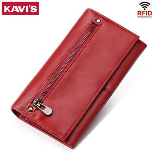 KAVIS Genuine Leather Women&amp;#39;s Wallet Purse Fashion Female Coin Purse Portomonee Clamp For Money Perses Handy Quality